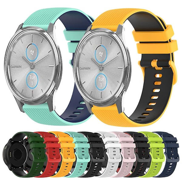 For Garmin Vivomove Luxe 20mm Ternet To-farvet Silikone Urrem JNI Red-Black