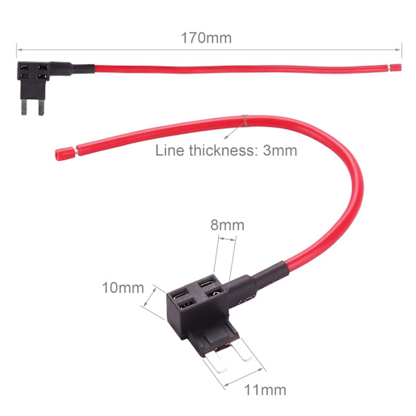 Biltillägg-krets-säkringsadapter - Piggyback Mini Blade ATO ATC-säkringshållare med 15A Mini Blade-säkring