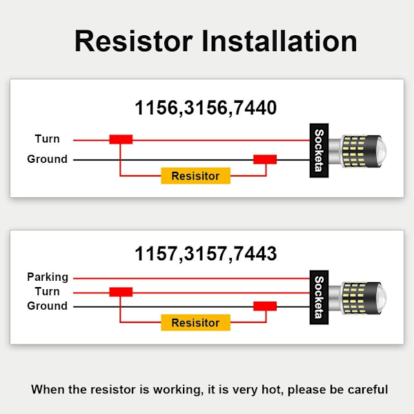 50W 8 ohm belastningsmodstande til LED-pærer - Fix Hyper-Flashing (4 stk.)
