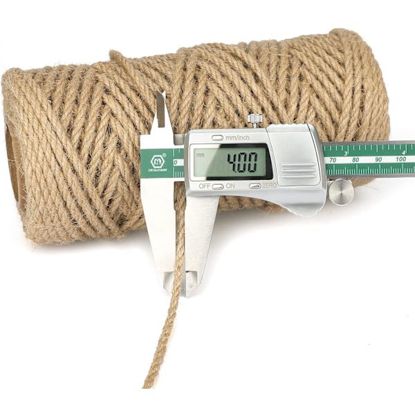 4MM Jute Reb, 164 Fod Stærk og Robust Jute Garn, Brun Dekoration Hamp