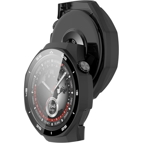 PC Full Dekning Beskyttende Klokkeveske Deksel Herdet Glass Skjermbeskytter Kompatibel med Huawei Watch GT5 Pro 46mm (Svart)