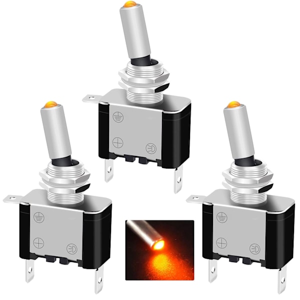 Vippbrytare med gul LED - 12V 20A Heavy Duty Racing Car Vippbrytare