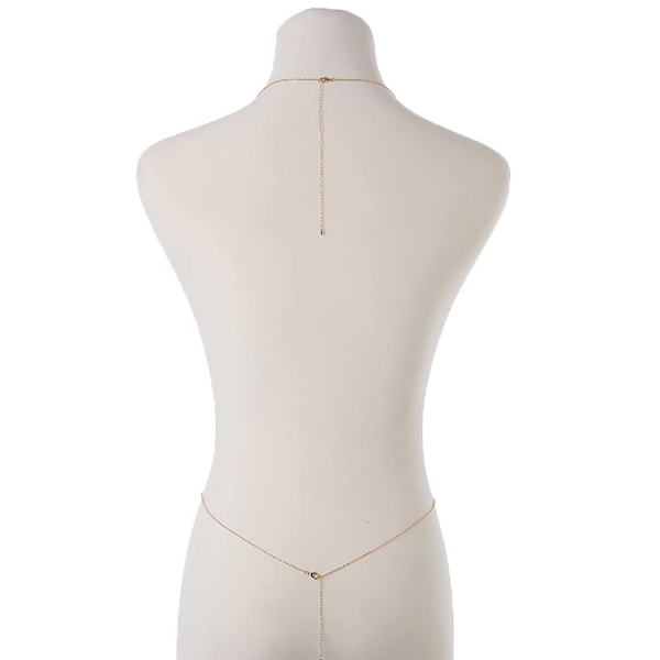 Guld Sexig Body Chain Crossover Tunn BH Bikini Rhinestone