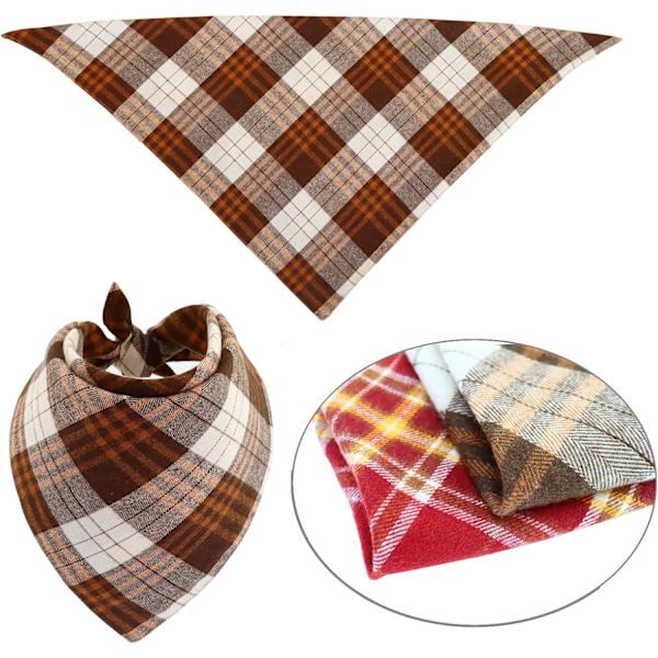 Höstbandana för hundar 2-pack - Jul husdjur triangel halsduk klassisk rutig