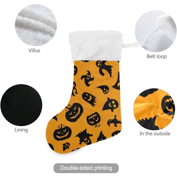 Julklapp, personliga julklappsstrumpor 2-pack Halloweenpumpor Skallar 45,7 cm Julstrumpor Hängande Ornament Eldstad för träd