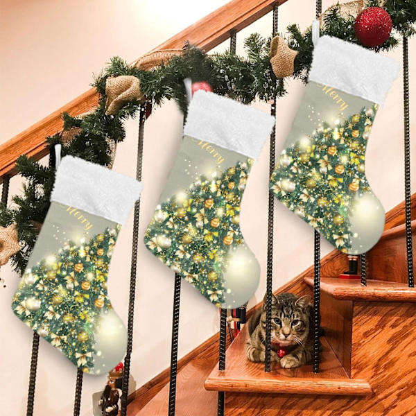 Julklapp, Personliga Julklappsstrumpor 2-pack Julgranar 45,7 cm Julstrumpor Hängande Ornament Eldstad för Träddekoration 1