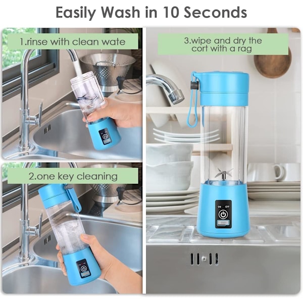 Bärbar mixerflaska (350 ml) - Mini juice mixer med USB-laddningsbar kopp