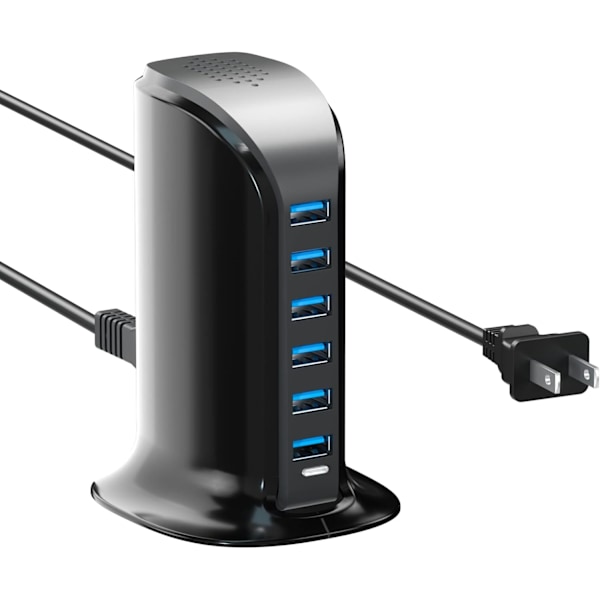 USB-oplader 6 porte 50W Multi USB Tower-ladestation