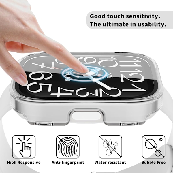 Skärmskyddsfodral för Amazfit Bip 5 Unity Smartwatch, 2-pack Hårt PC-stötfångarskydd Full Face Cover Skyddstillbehör för Amazfit Bip 5 Unity Me