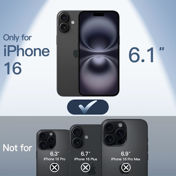 Ultratunt skal för iPhone 16 6.1 ih, Fullständigt skydd för kameralinsen, Lättviktigt matt PP hårt minimalistiskt skydd (Svart) Svart