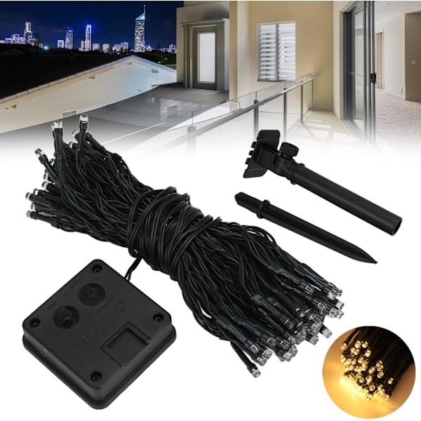 Utomhuslampor Julgran LED Hängande Dekoration Sträng 100 Ljus Chips Solenergi Ultra Längd Prydnader för Uteplats, Trädgård Bröllop Jul