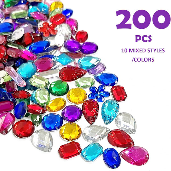 200 Multicolor Akryl Systen Krystaller - Fladbundet Harpiks