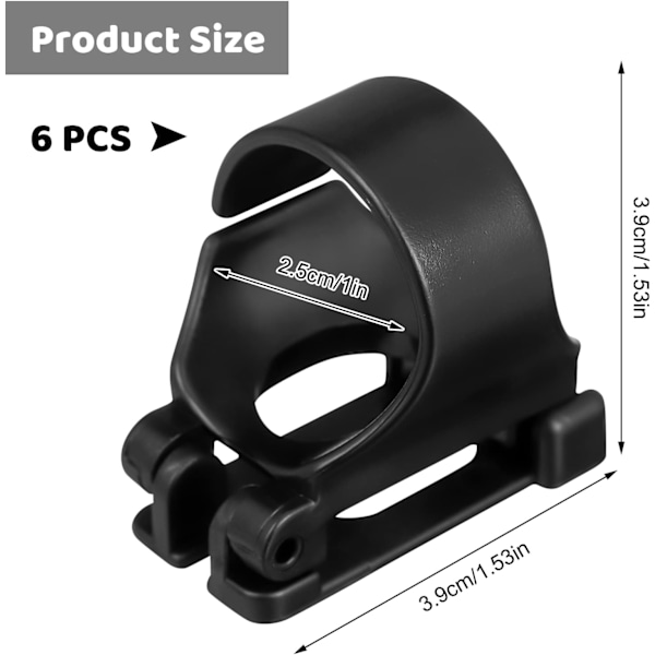 6 stk. Sort Snorkel Clip - Universal Snorkel Holder Clip til dykning