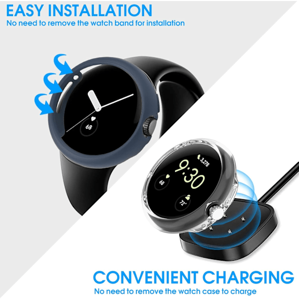 4-pack Skal för Pixel Watch 3/2/1 41mm, Stöttåligt Hårt PC Skyddsskal, Allround Kantstöd Kompatibelt med Pixel Watch 3/2/1 41mm