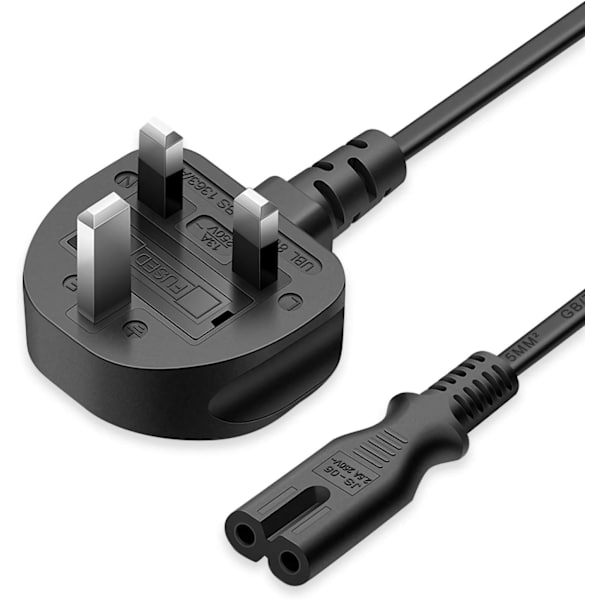 Nätkabel till IEC C7 (Svart 1-pack) - 2 meter Laptop Strömkabel