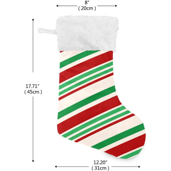 Julklapp, Personliga Julklappsstrumpor 2-pack Jul Röd Grön Randig 45,7 cm Julstrumpor Hängande Ornament Eldstad för Bygg