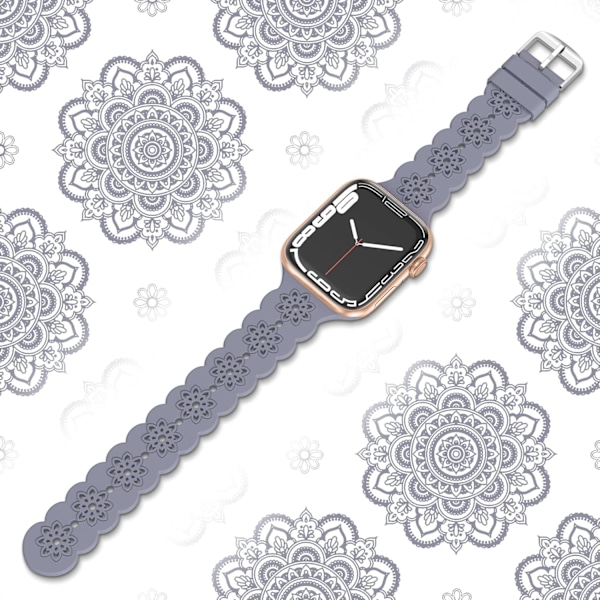 Blommigt silikonband kompatibelt med Apple Watch -band 38 mm