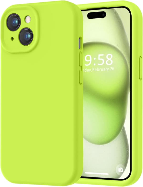 iPhone 15 glatt silikondeksel med full kamerabeskyttelse - Grønn