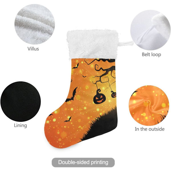 Jule-Strømpe, Personlige Jule-Strømper 2-pak Halloween Græskar Flagermus 45,7 cm Jule-Strømper Hængende Ornament Pejs til Ba