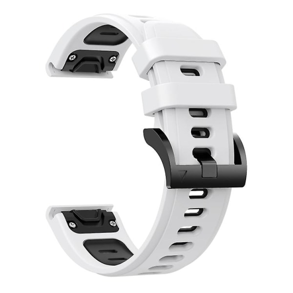 För Garmin Fenix ​​6 Gps 22mm Tvåfärgad Sports Silikon Watch Band QWS White-Black