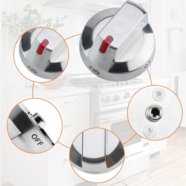 Räckvidd spis Brännare kontrollknopp plast (5-pack) kompatibel