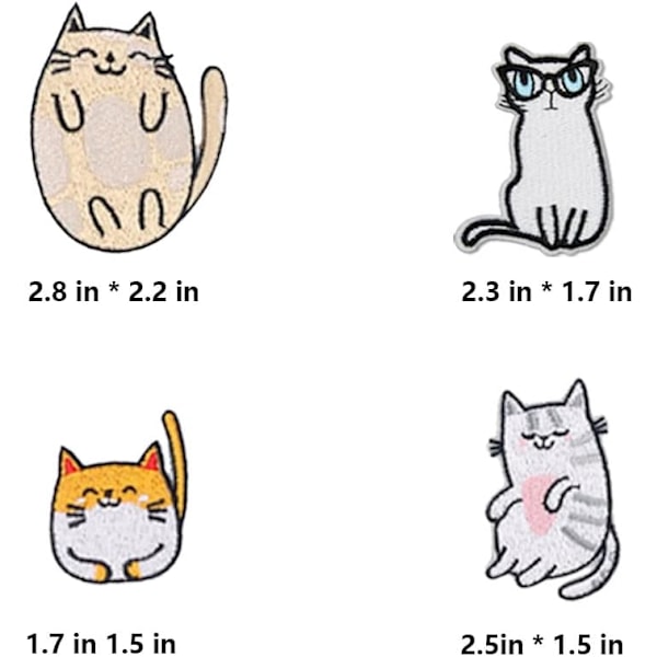 16 stk. Kat strygejern på patches - broderede applikationer DIY patches
