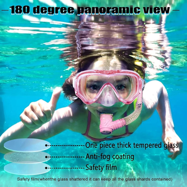 Barn Snorkel Mask Simning Dykmask Glasögon med Näsa