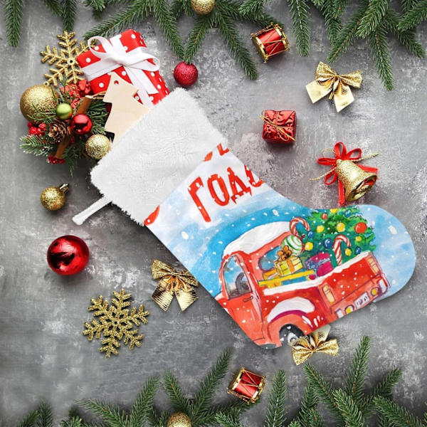 Julklapp, Personliga Julklappsstrumpor 2-pack Jul Röd Bil 45,7 cm Julstrumpor Hängande Ornament Eldstad för Träddekoration