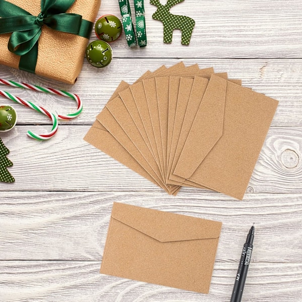 Kraft Mini Konvolutter - 120 PCS, Selvklebende Små Lommer