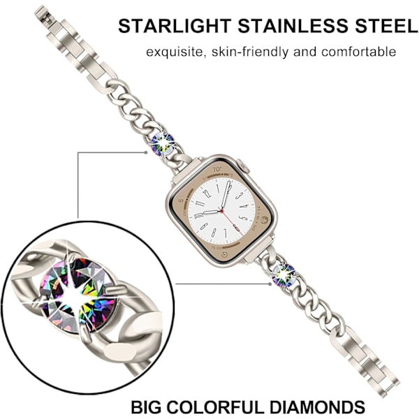 Armband för Apple Watch Series 9 8 7 41 mm / SE (2:a generationen) 40 mm Starlight
