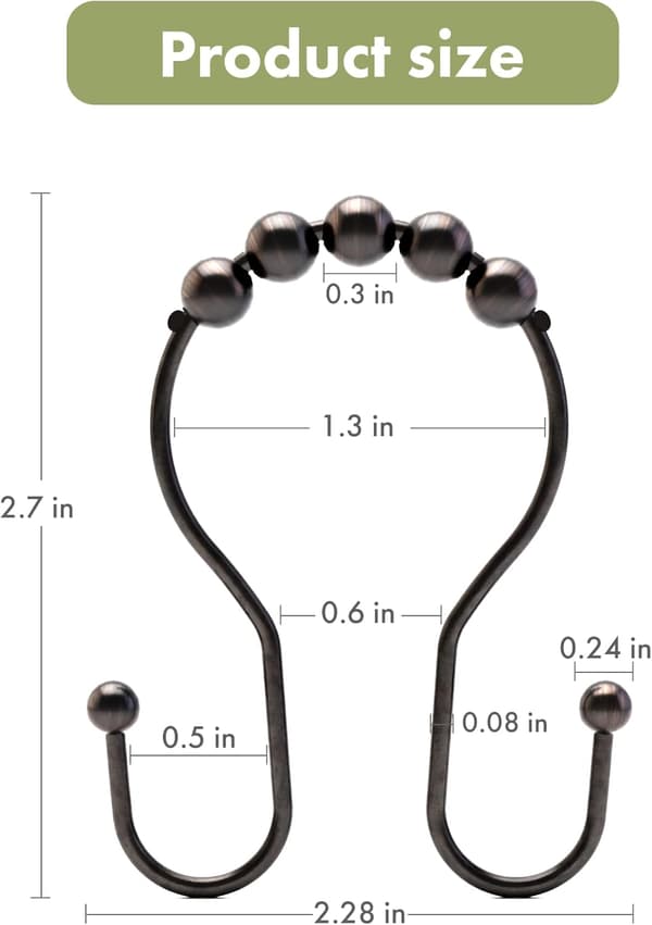 Duschdraperikrokar, Duschdraperiringar, Metallbrons Duschdraperikrokar Rostfria, Smidigt Glidande Dubbla Duschkrokar för Duschdraperi,