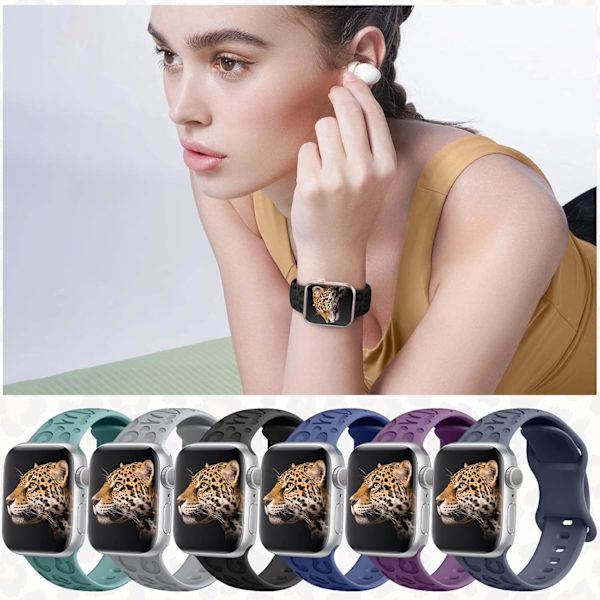 6-pack leopardgraverat band som är kompatibelt med Apple Watch