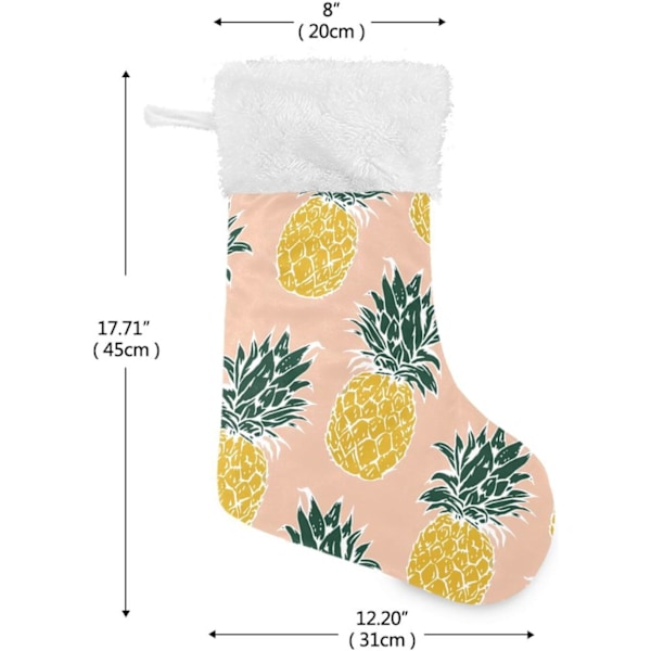 Jule-Strømpe, Personlige Jule-Strømper 2-pak Ananas Mønster 45,7 cm Jule-Strømper Hængende Ornament Pejs til Trædekoration 17.