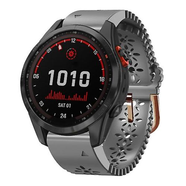 Til Garmin Fenix 7s Solar 20mm Dame Silikonurrem Med Blonder PHJ Grey