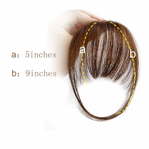 Clip-in lugg 100 % ekte hår extensions medium brun clip på lugg