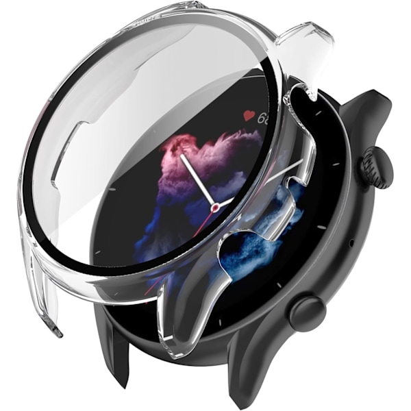 Kompatibel med Amazfit GTR 3 Pro/GTR 3 Skal, PC Slim Skärmskydd Skal Fodral [Pläterad Metallfärg Ram] [3D Full Täckning] med Härdat Glas S