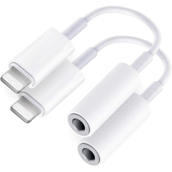2-pack iPhone hörlursadapter Lightning till 3,5 mm
