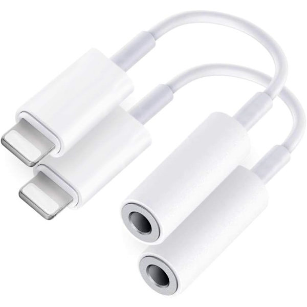 2-pak Iphone-hovedtelefonsadapter Lightning til 3,5 mm
