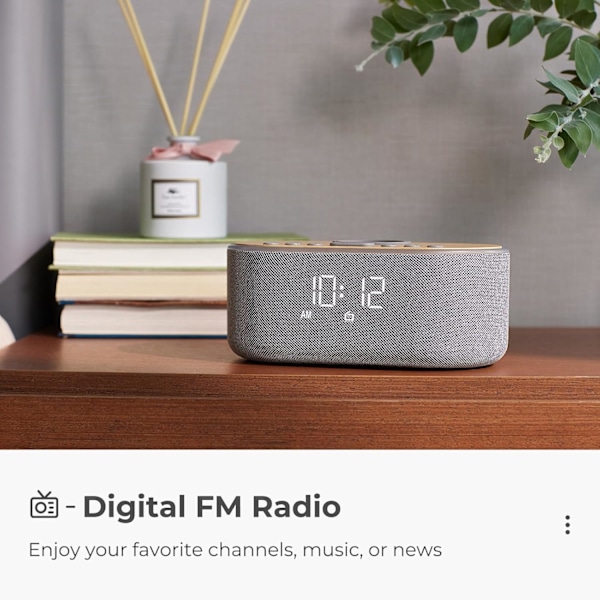 Vækkeur Bluetooth FM-radio: 10W stereohøjttaler - Hurtig trådløs opladning til iPhone Samsung - Dæmpbar urradio til soveværelse Grå -