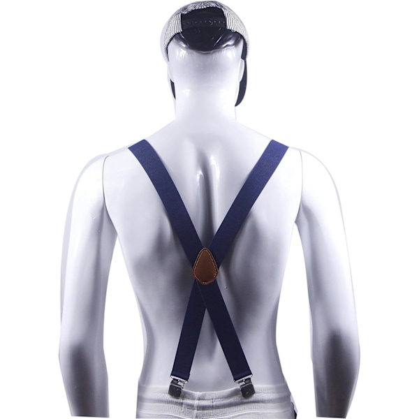 Herr Suspender X-rygg med 4 metallstyrda clips breda hängslen & solida clips