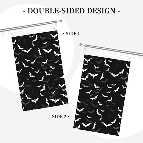 Fladdermöss Dubbelsidig Tryckt 3x5FT Vertikal Banner, Halloween Utomhus Dekoration Fladdermöss Fladdermöss
