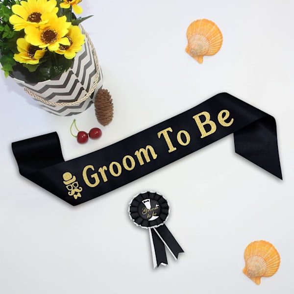 Groom Sash og Badge Sæt - Udstyrsgenstande til Polterabend