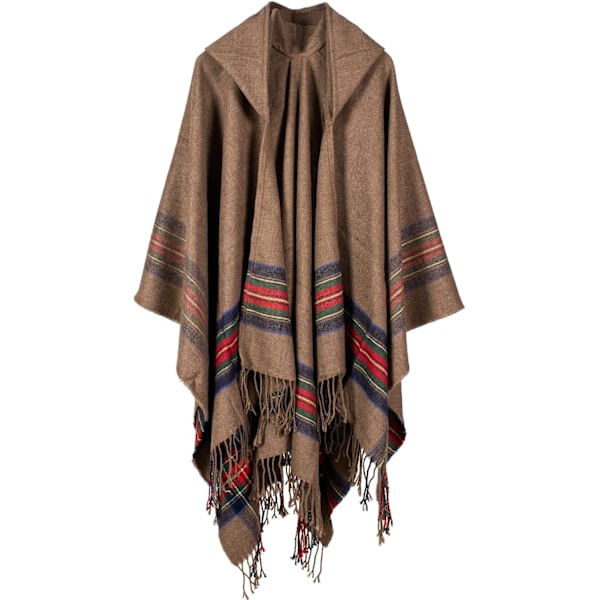 Oversized vinterteppe sjal kvinners koselige åpne foran poncho