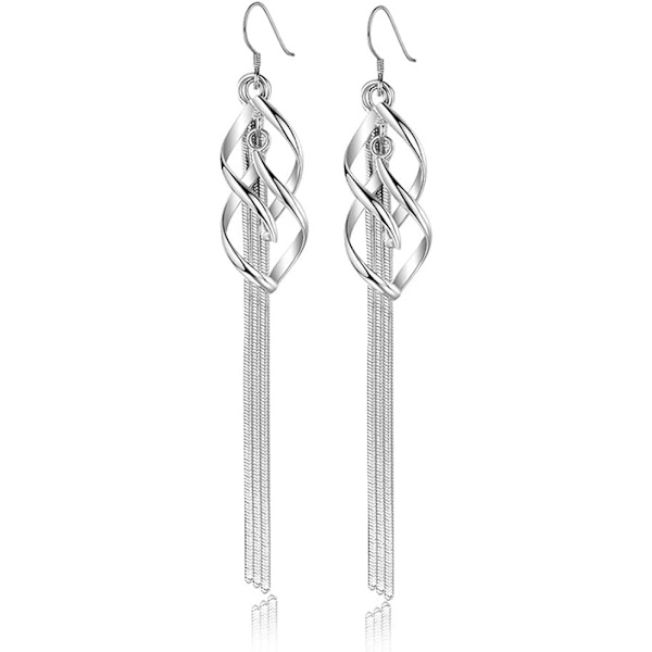14K Guldpläterade Sterling Silver Dangle Örhängen Långa Linjära Drop Örhängen för
