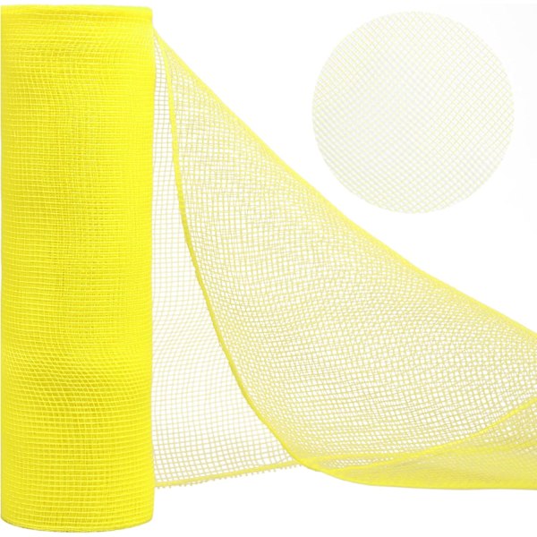 Deco Mesh 10 Inch x30 feet, Yellow Mesh Ribbon Good for Decoration