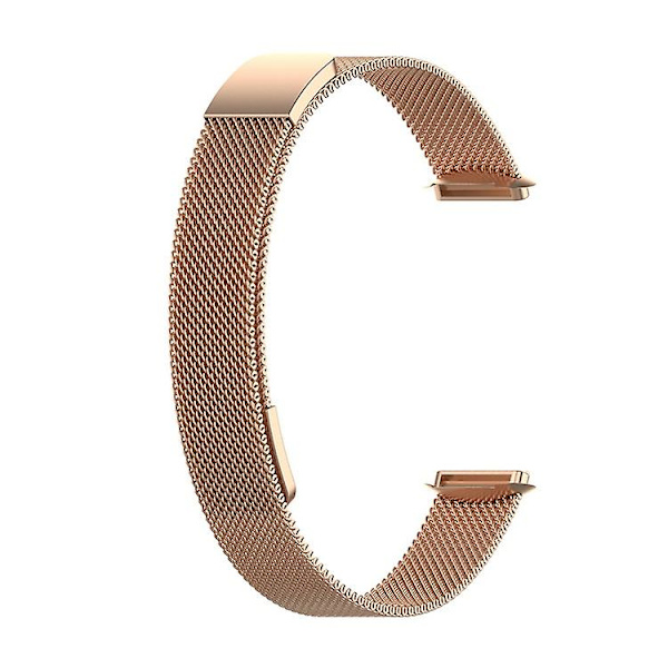 Udskiftningsrem i rustfrit stål, magnetisk Milanese-modearmbånd til Fitbit Luxe rose gold