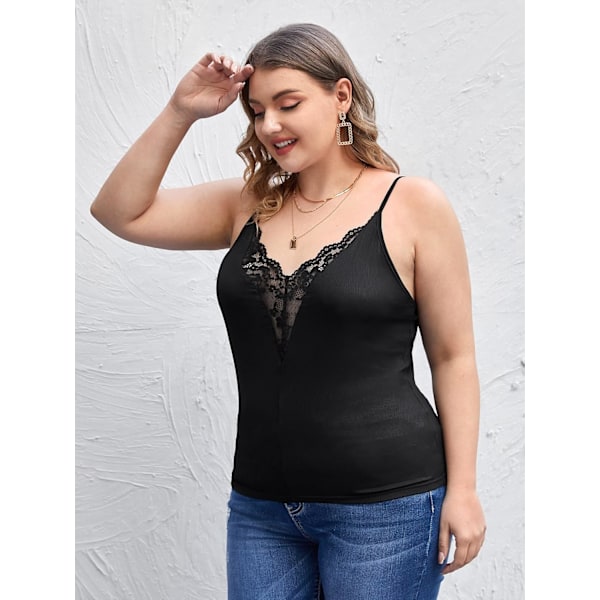 Kvinners Plus Size Spaghetti Stropp Kontrast Blonder Cami Topp Camisole