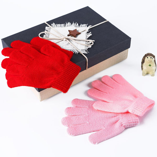 12 par barns magiska vinterhandskar - stretchiga varma stickade handskar