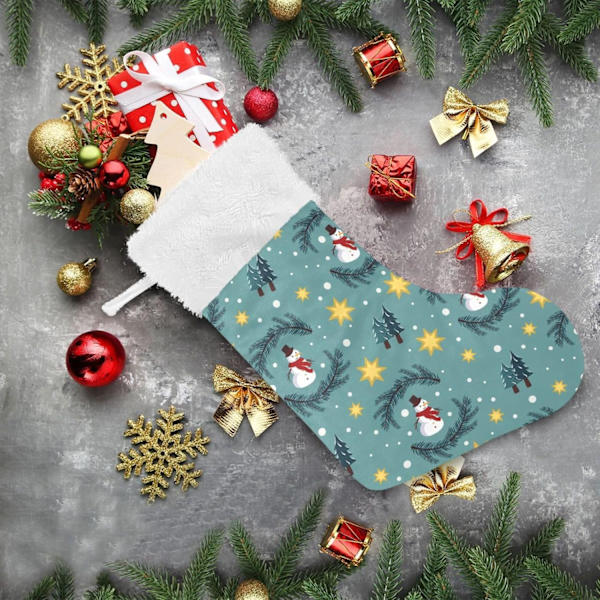 Julklapp, Personliga Julklappsstrumpor 2-pack Snöflinga Snögubbe Blå 18 tum Julstrumpor Hängande Ornament Eldstad för Träd