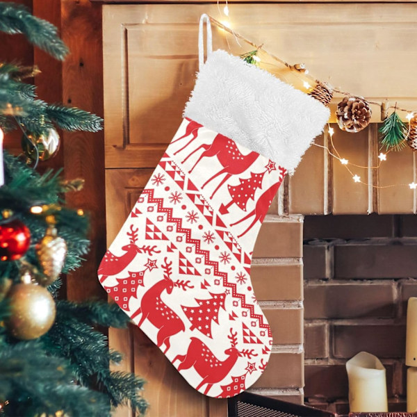 Julklapp, Personliga Julklappsstrumpor 2-pack Jul Röd Rensa Bohemisk Stil 45,7 cm Julstrumpor Hängande Ornament Eldstad för Träd
